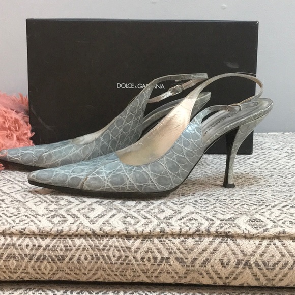Dolce & Gabbana light blue alligator sling back - Picture 3 of 6